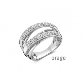 Bague en argent rhodié 925/1000 et zircon (52-64) [AW178]