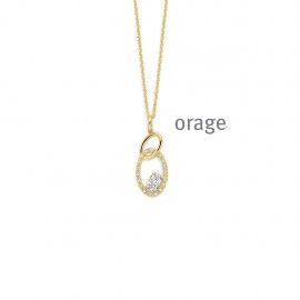 [AW290] Collier rond plaqué or jaune et zircon