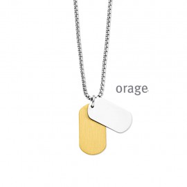 [AW279] Collier hommes acier plaques identité 