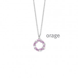 [AW208] Collier rond rose en argent rhodié 925/1000 et zircon