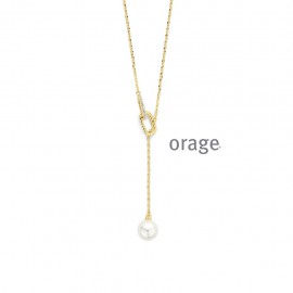 [AW259] Collier plaqué or zircon et perle