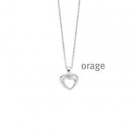 [AW242] Collier coeur en argent rhodié 925/1000 et zircon