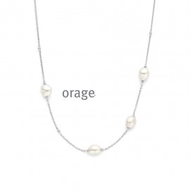 [AW236] Collier perles en argent rhodié 925/1000