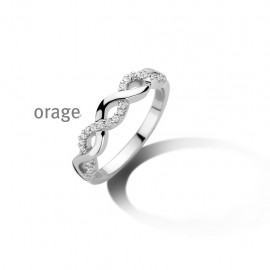 Bague en argent rhodié 925/1000 et zircon (50-60) [AW228]