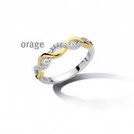 Bague bicolore jaune en argent rhodié 925/1000 et zircon (50-60) [AW229]