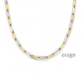 [AS008] Collier "maillon" en acier bicolor jaune (AS008) [K/2124/48]