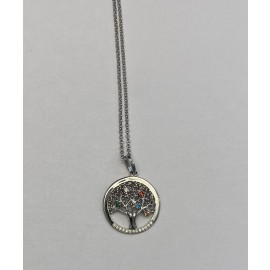 [K/9157/42-A] Collier arbre de vie multicolore argent 925/1000 et zircon [K/9157/42-A]