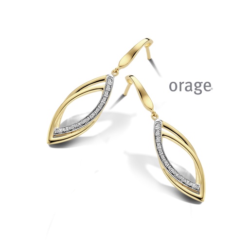 [BA080] Boucles d'oreilles pendantes plaqué or jaune et oxydes de zirconium (BA080)