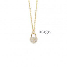 [AW287] Collier plaqué or et zircon "cadenas"