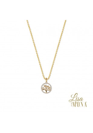 [LMG0661] Collier en or jaune 14K arbre de vie et zircon