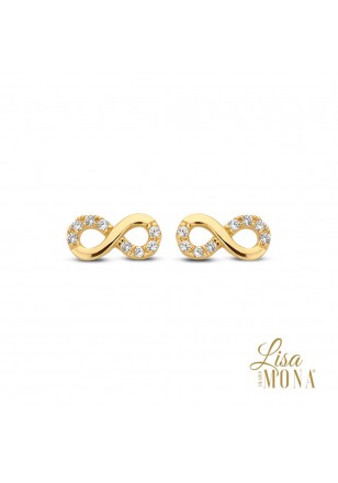 [LMG0092] 14K Or Jaune Boucles d'oreilles 8x4MM Infinity 1MM zircon