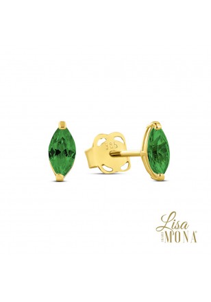 [LMG0677] 14K Or Jaune Boucles d'oreilles zircon vert 