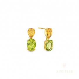 Boucles d'oreilles Or jaune 18K citrine péridot