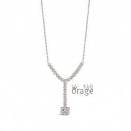 [K1366] Collier Fleur blanche en argent rhodié 925/1000 et zircone (K1366)