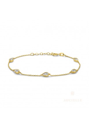 [AA0008C] Bracelet poire Or Jaune 18K 16+2cm Oxyde de zirconium