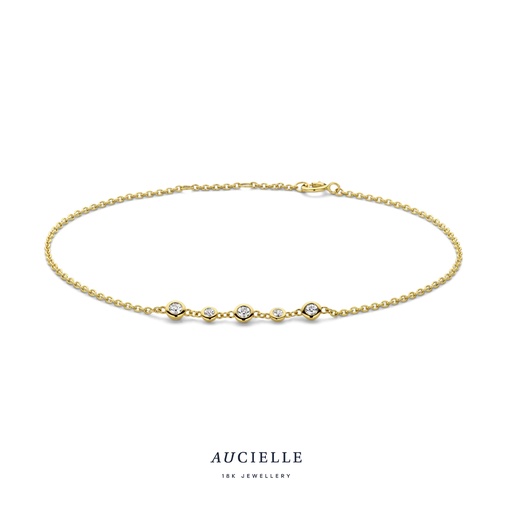 [AA0009C] Bracelet Or Jaune 18K 16+2cm Oxyde de zirconium