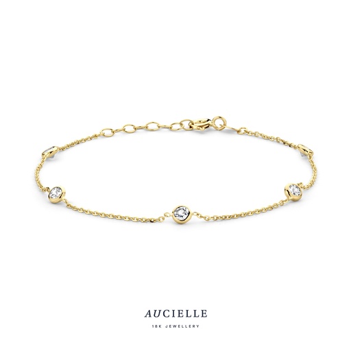 [AA0010C] Bracelet Or Jaune 18K 16+2cm Oxyde de zirconium