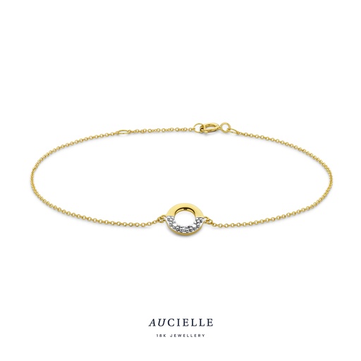 [AA0013D] Bracelet ronde Or Jaune 18K & diamant 0.005ct 17+2cm