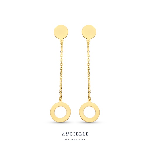 [AE0003B] Boucles d'oreilles Or Jaune 18K pendantes rond