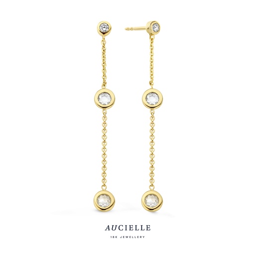 [AE0008C] Boucles d'oreilles Or Jaune 18K pendantes Oxyde de zirconium