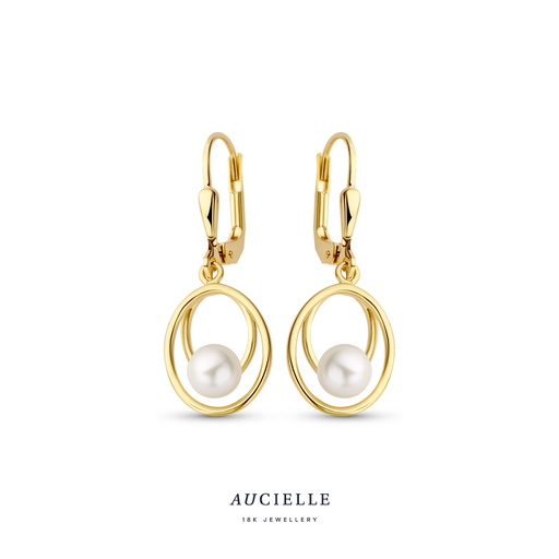 [AE0026C] Boucles d'oreilles Or Jaune 18K pendantes perles