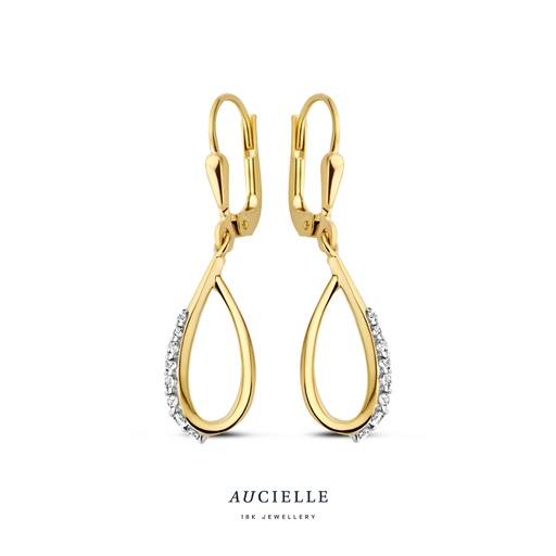 [AE0034C] Boucles d'oreilles Or Jaune 18K pendantes Oxyde de zirconium