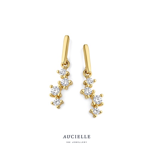 [AE0039C] Boucles d'oreilles pendantes Or Jaune 18K Oxyde de zirconium