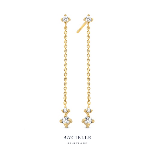 [AE0040C] Boucles d'oreilles pendantes Or Jaune 18K Oxyde de zirconium