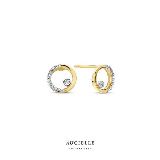 [AE0051D] Boucles d'oreilles ronde Or Jaune 18K & diamant 0.05ct