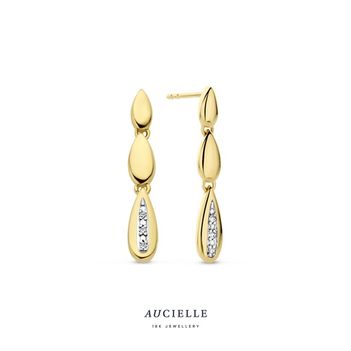 [AE0063D] Boucles d'oreilles pendantes Or Jaune 18K  et diamants de 0.020ct