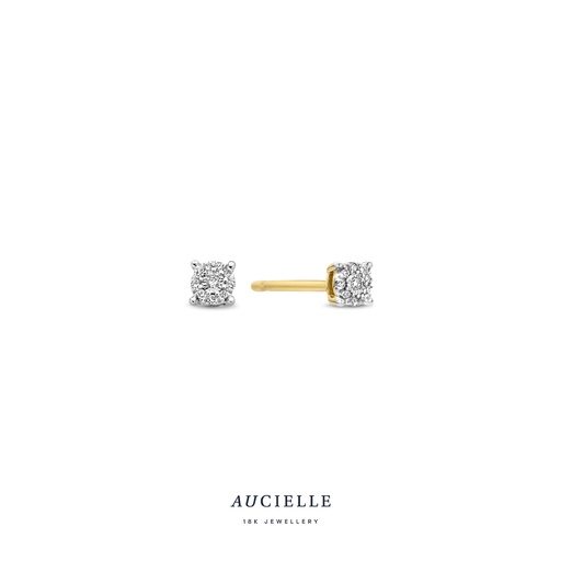 [AE0064D] Boucles d'oreilles ronde pavé Or Jaune 18K et diamants de 0.03ct