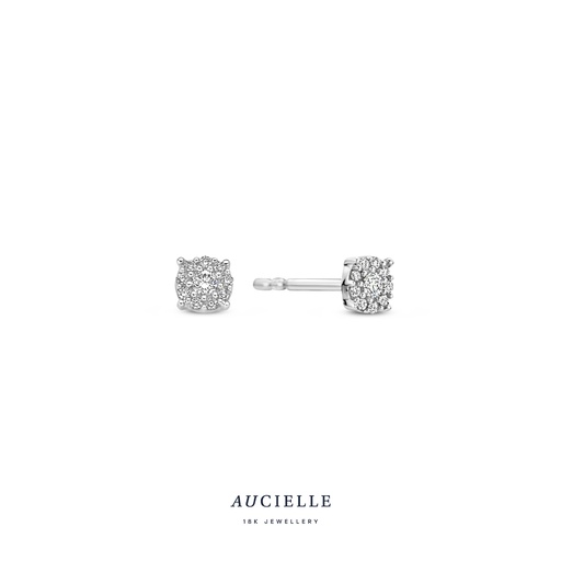 [AE0067X] Boucles d'oreilles pavé ronde Or Blanc 18K et diamants de 0.08ct