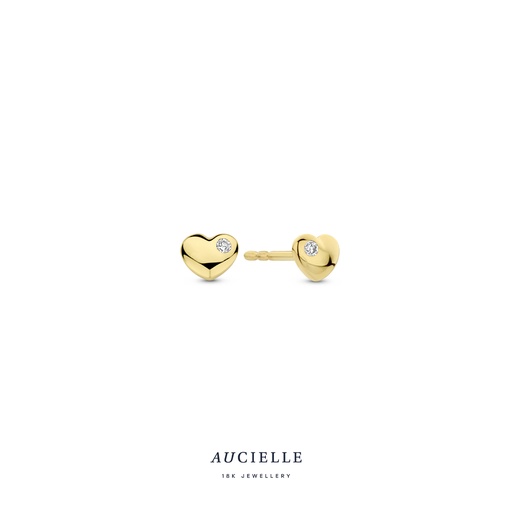 [AE0073C] Boucles d'oreilles Coeur Or Jaune 18K Oxyde de zirconium