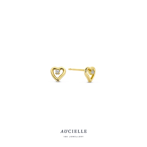 [AE0075C] Boucles d'oreilles coeur Or Jaune 18K Oxyde de zirconium