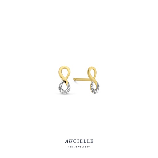 [AE0083D] Boucles d'oreilles infinity Or Jaune 18K et diamants de 0.005ct