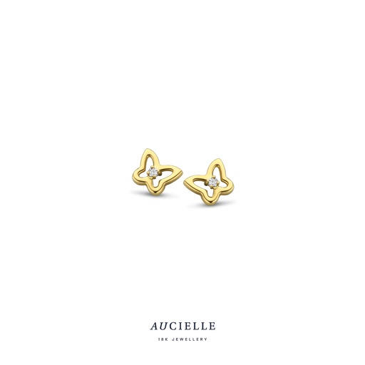 [AE0095C] Boucles d'oreilles Or Jaune 18K papillon Oxyde de zirconium