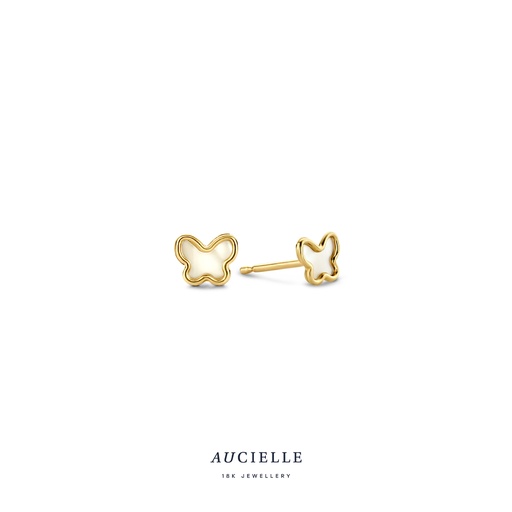 [AE0097C] Boucles d'oreilles Or Jaune 18K papillon nacré