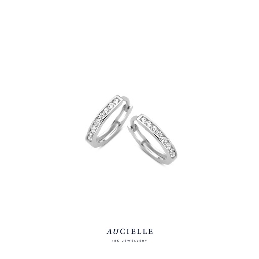 [AE0100W] Créoles Or Blanc 18K Oxyde de zirconium