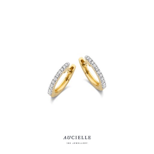 [AE0101D] Créoles Or Jaune 18K et diamant de 0.10ct