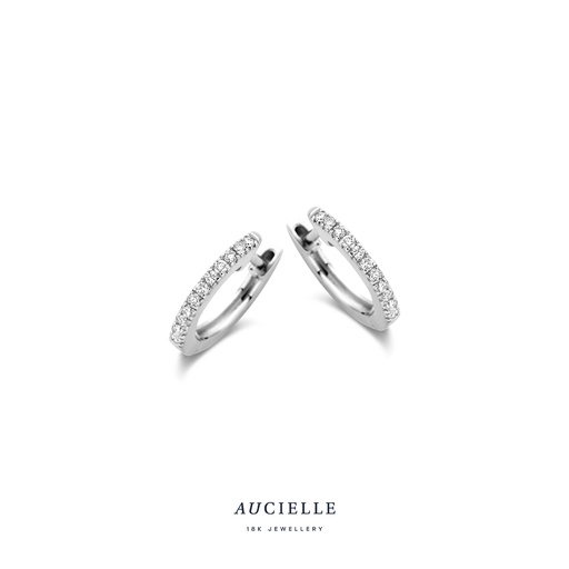 [AE0101X] Créoles Or Blanc 18K et diamants de 0.10ct