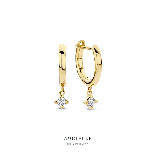 [AE0104D] Boucles d'oreilles créoles ronde Or Jaune 18K Oxyde de zirconium