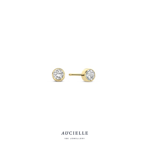 [AE0106C3] Boucles d'oreilles Or Jaune 18K Oxyde de zirconium 3mm