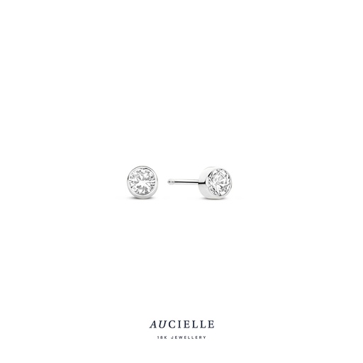 [AE0106W4] Boucles d'oreilles Or Blanc 18K Oxyde de zirconium 4mm