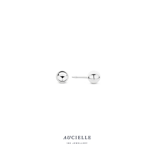 [AE0107V4] Boucles d'oreilles Or Blanc 18K boule 4mm