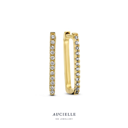 [AE0108C] Boucles d'oreilles créoles carré Or Jaune 18K Oxyde de zirconium