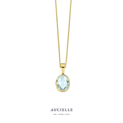 [AH0001C] Pendentif Or Jaune 18K topaze bleu