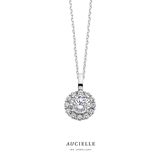 [AH0015W] Pendentif Or Blanc 18K & Oxydes de zirconium