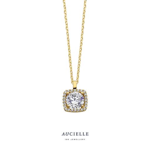 [AH0016C] Pendentif pavé carré Or Jaune 18K & Oxyde de zirconium