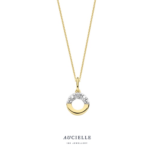 [AH0017D] Pendentif rond Or Jaune 18K et diamants de 0.005ct