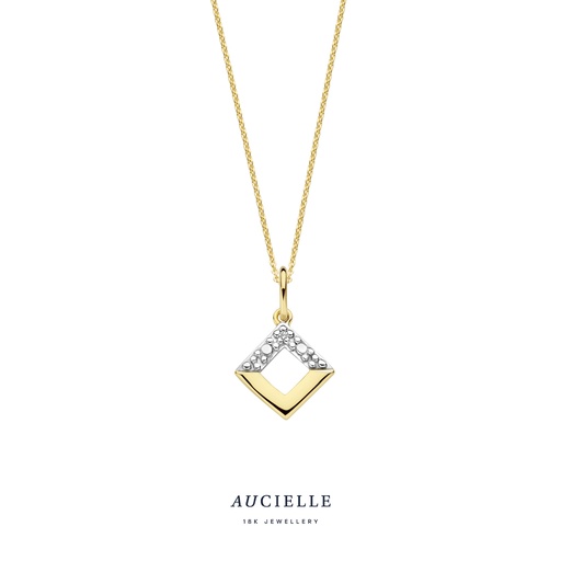 [AH0018D] Pendentif carré Or Jaune 18K et diamants de 0.005ct